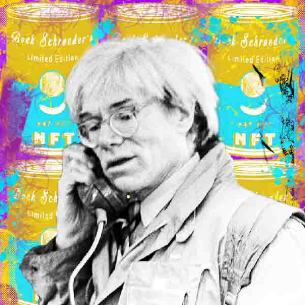 Andy Warhol in a public phone booth photography mixed media digital artwork