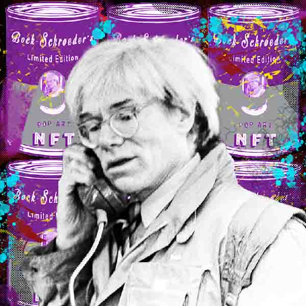 Andy Warhol in a public phone booth photography mixed media digital artwork