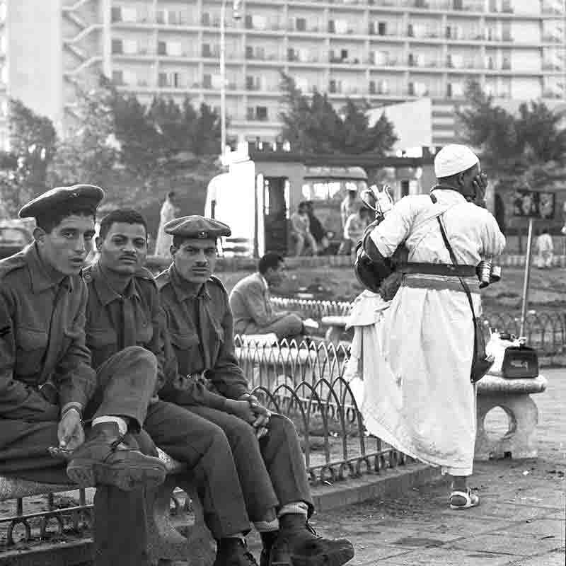 Egyptian soldiers in Mogammaat Tahrir Square, Cairo Egypt Suez Crisis 1956