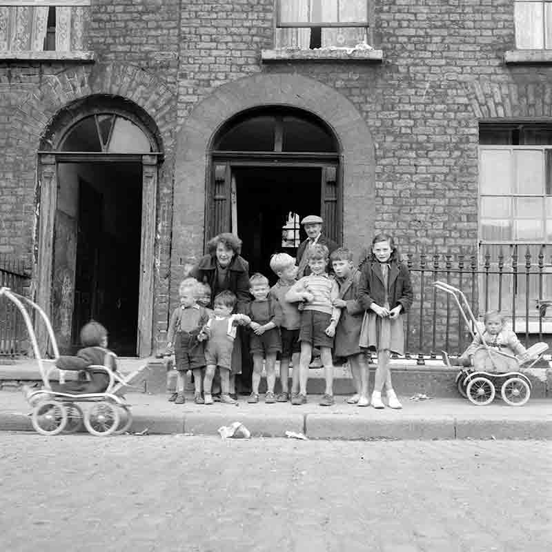 Family with 10 children on the street in Dublin