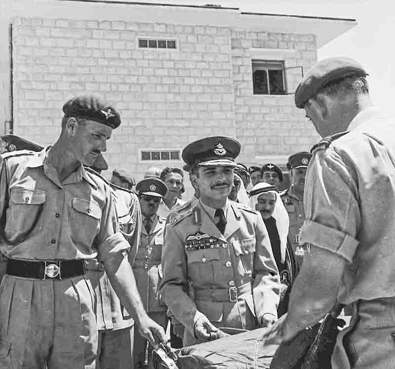 King Hussein of Jordan with British paratroopers securing pro-Western influence in the Middle East.