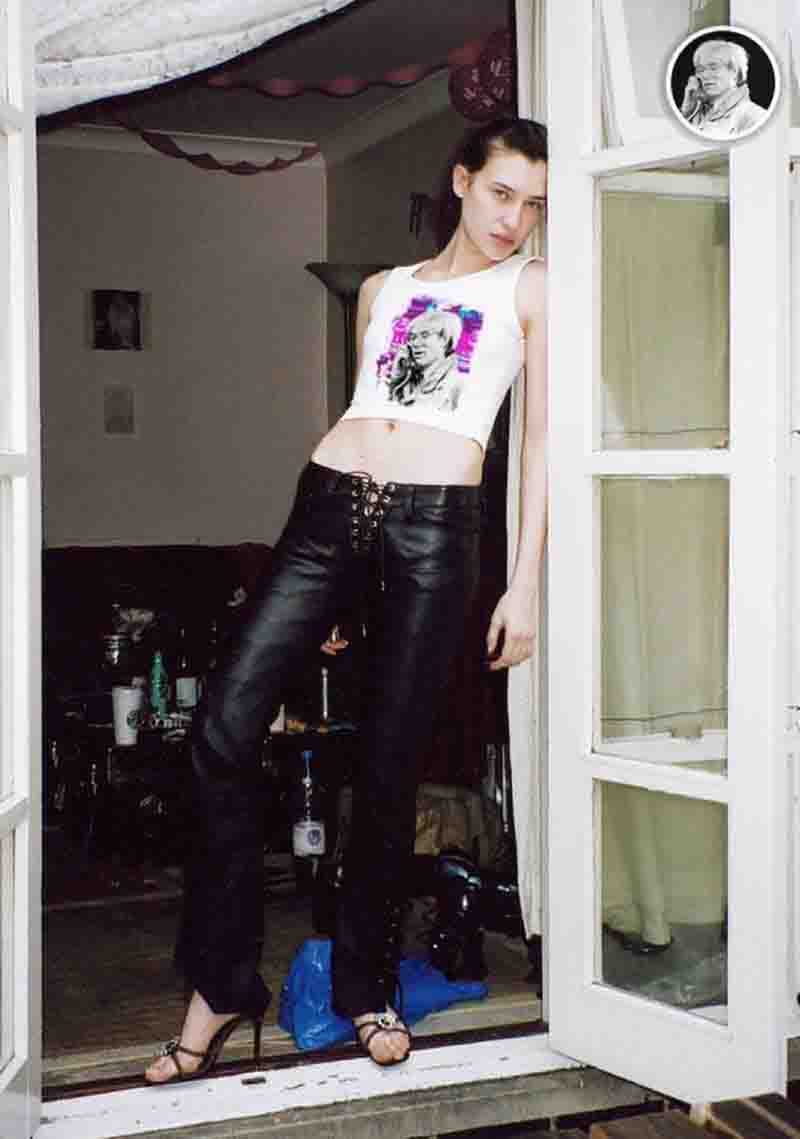 Model wearing Bock-Schroeder's Andy Warhol NFTs streetwear fashion label.