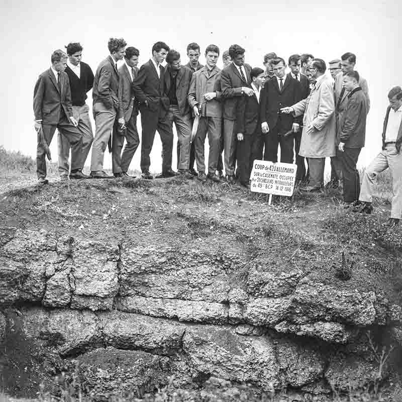 Students of a school class visit a trench of the First World War in Verdun, in which 420 soldiers lost their lives on December 16, 1916.